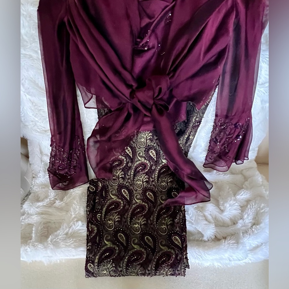 Christyne Forti 3-Piece Elegant Beaded Pant Set - Size 12 Tops, Bottom 12
